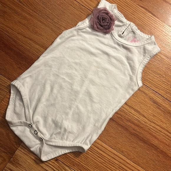 White Baby Onesie with Purple Flower Accent - Picture 5 of 7